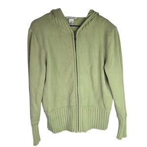 Vintage Cambridge Dry‎ Goods Zip Up Hoodie Women XL Sage Green Cotton Knit